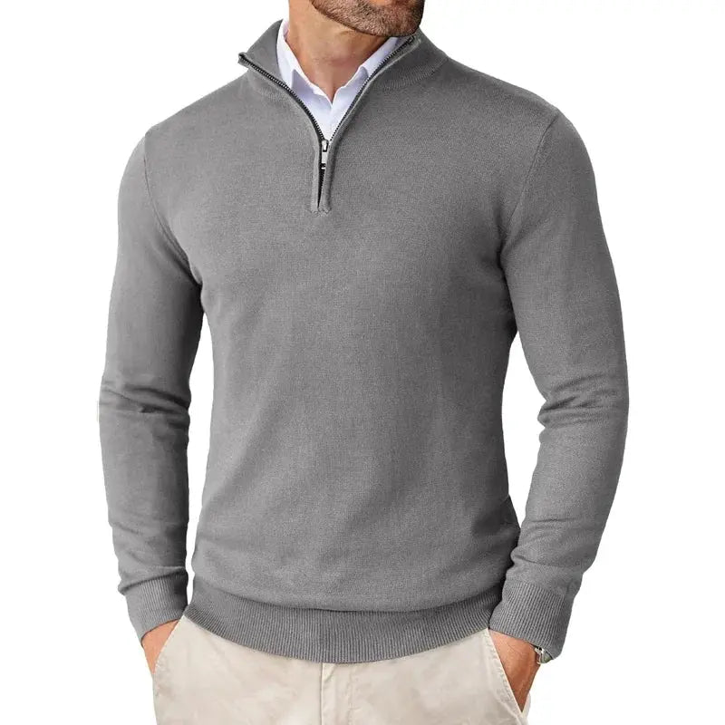 Men's Knitted Half-Zip Jumper - Smart Casual Pullover