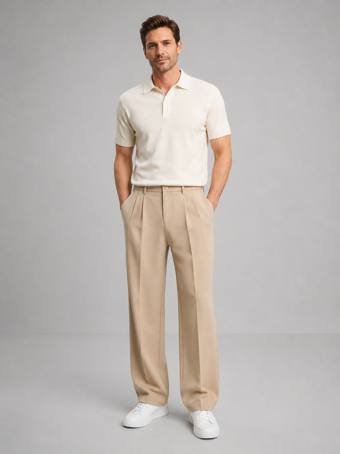 Men's Straight Leg Trousers – Tailored Pleated Design