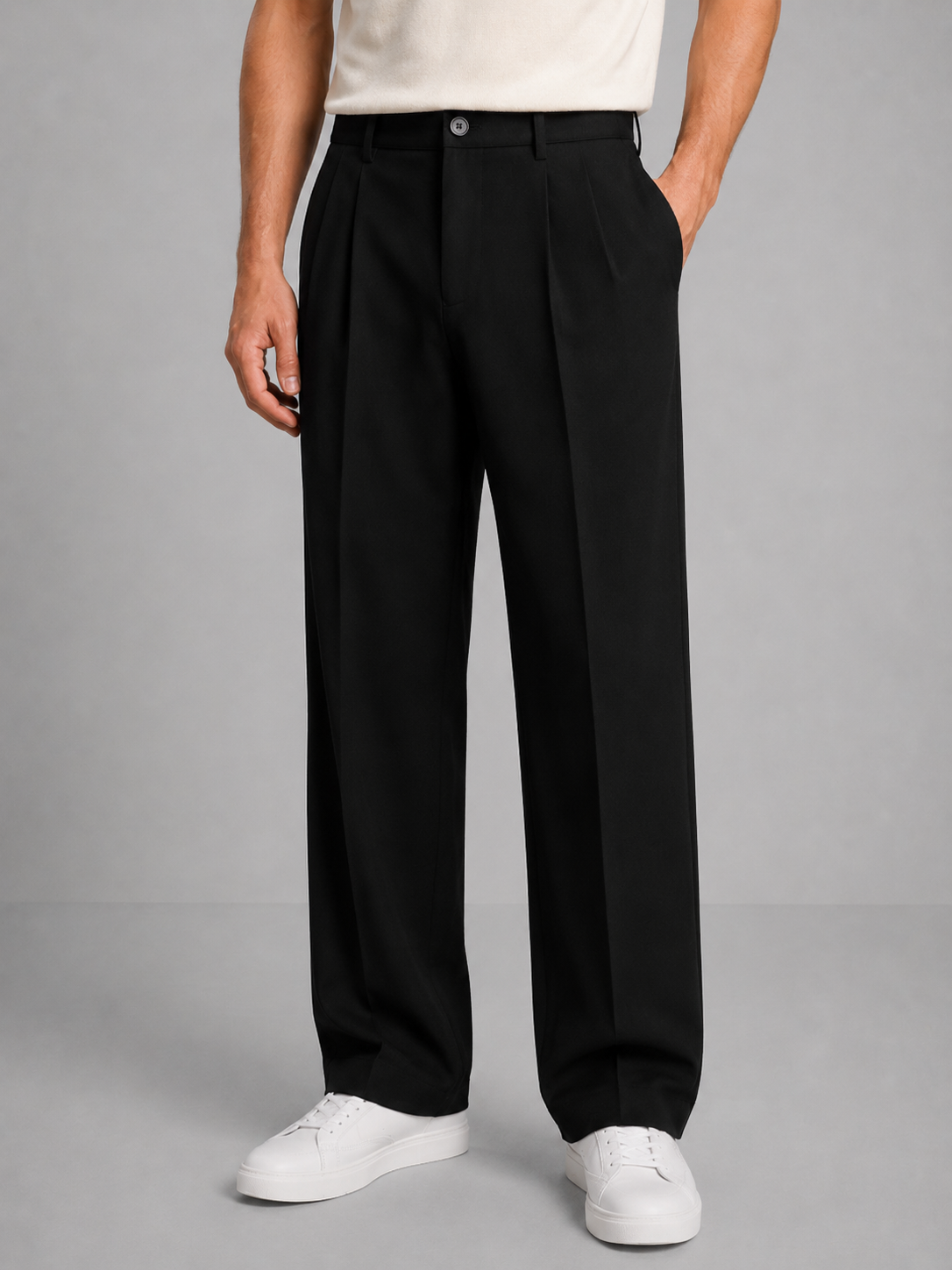 Men's Straight Leg Trousers – Tailored Pleated Design