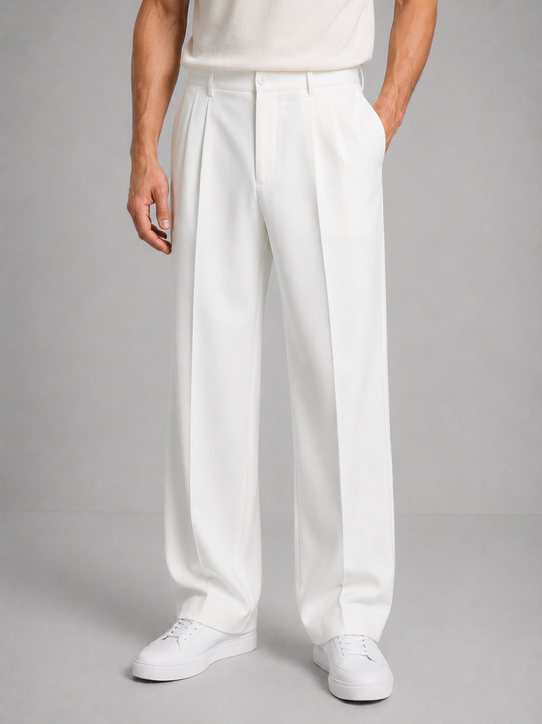 Men's Straight Leg Trousers – Tailored Pleated Design