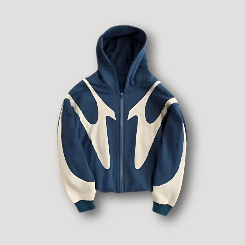 Men's Graphic Zip Hoodie – Contrast Streetwear Design