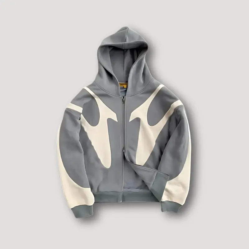 Men's Graphic Zip Hoodie – Contrast Streetwear Design