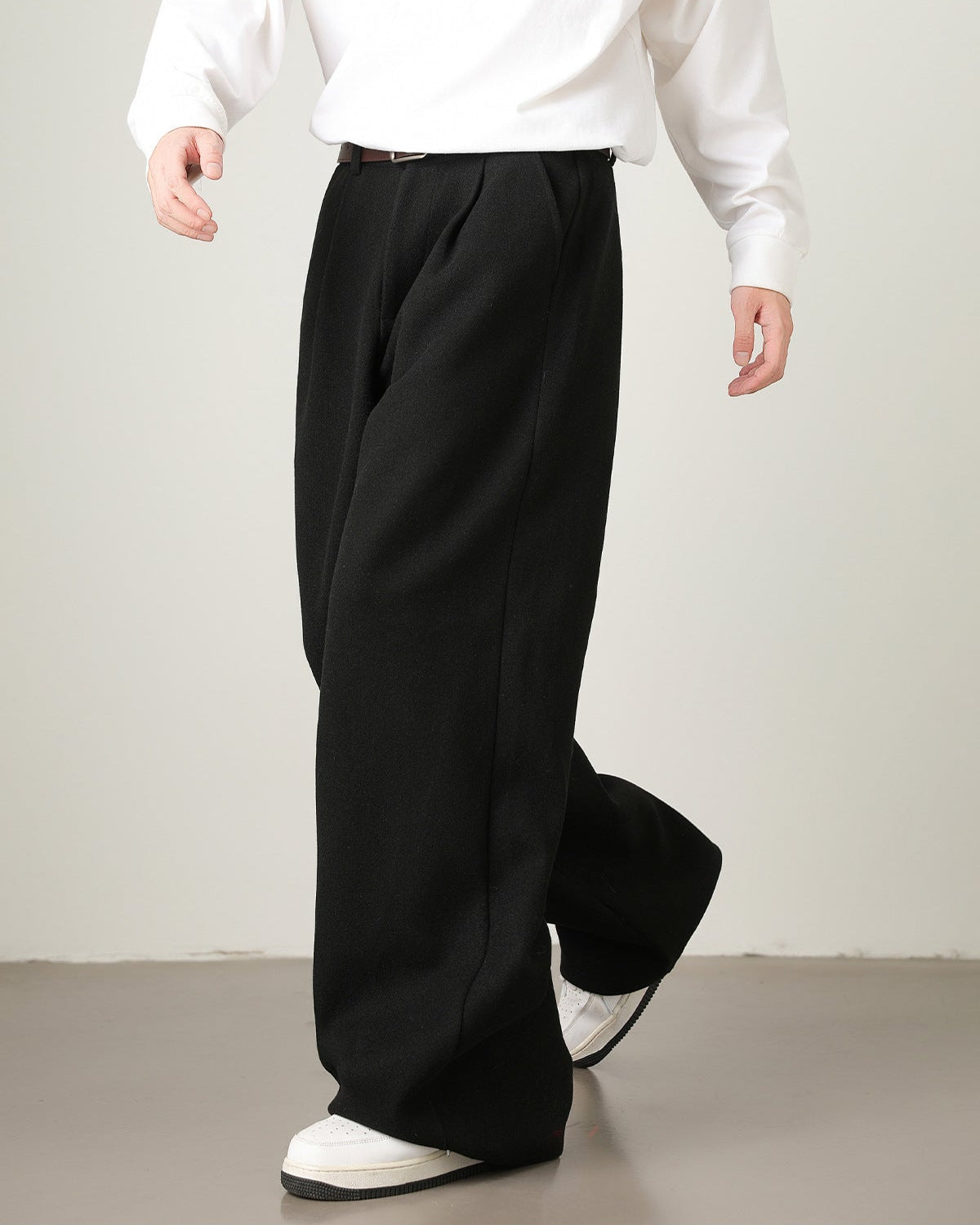 Men's Wide Leg Knit Trousers – Relaxed High-Waisted Fit