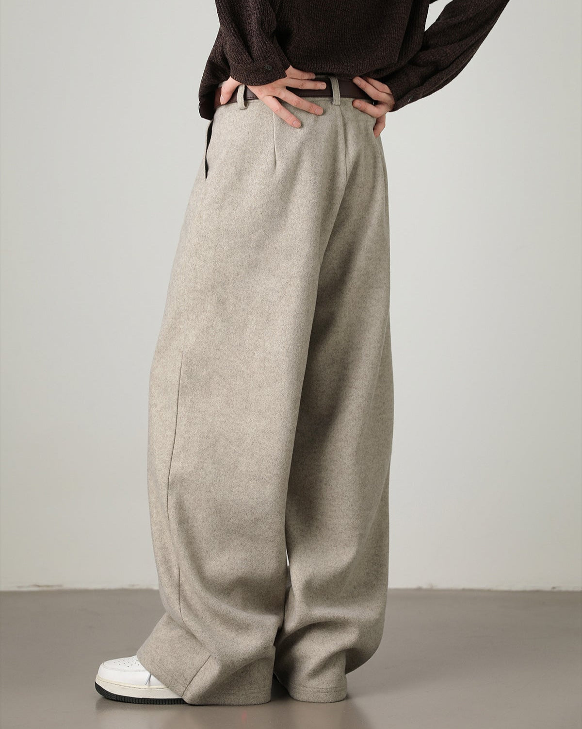 Men's Wide Leg Knit Trousers – Relaxed High-Waisted Fit
