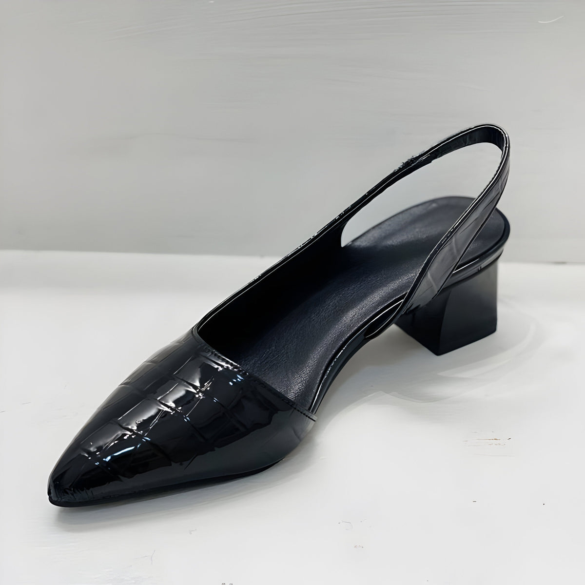 Women's Pointed Toe Slingback Heels – Low Block Heel