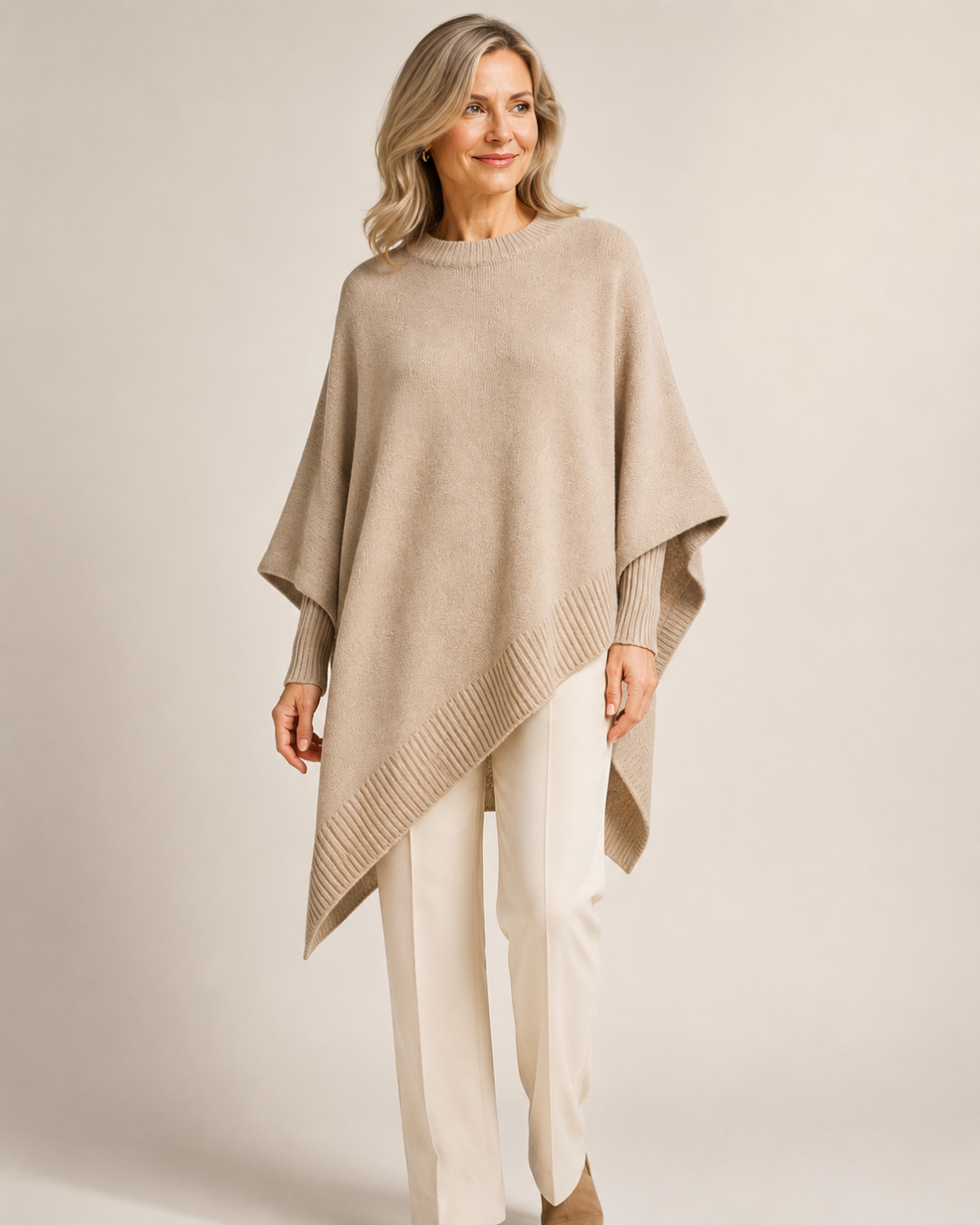 Women’s Oversized Knitted Poncho Jumper – Relaxed Fit