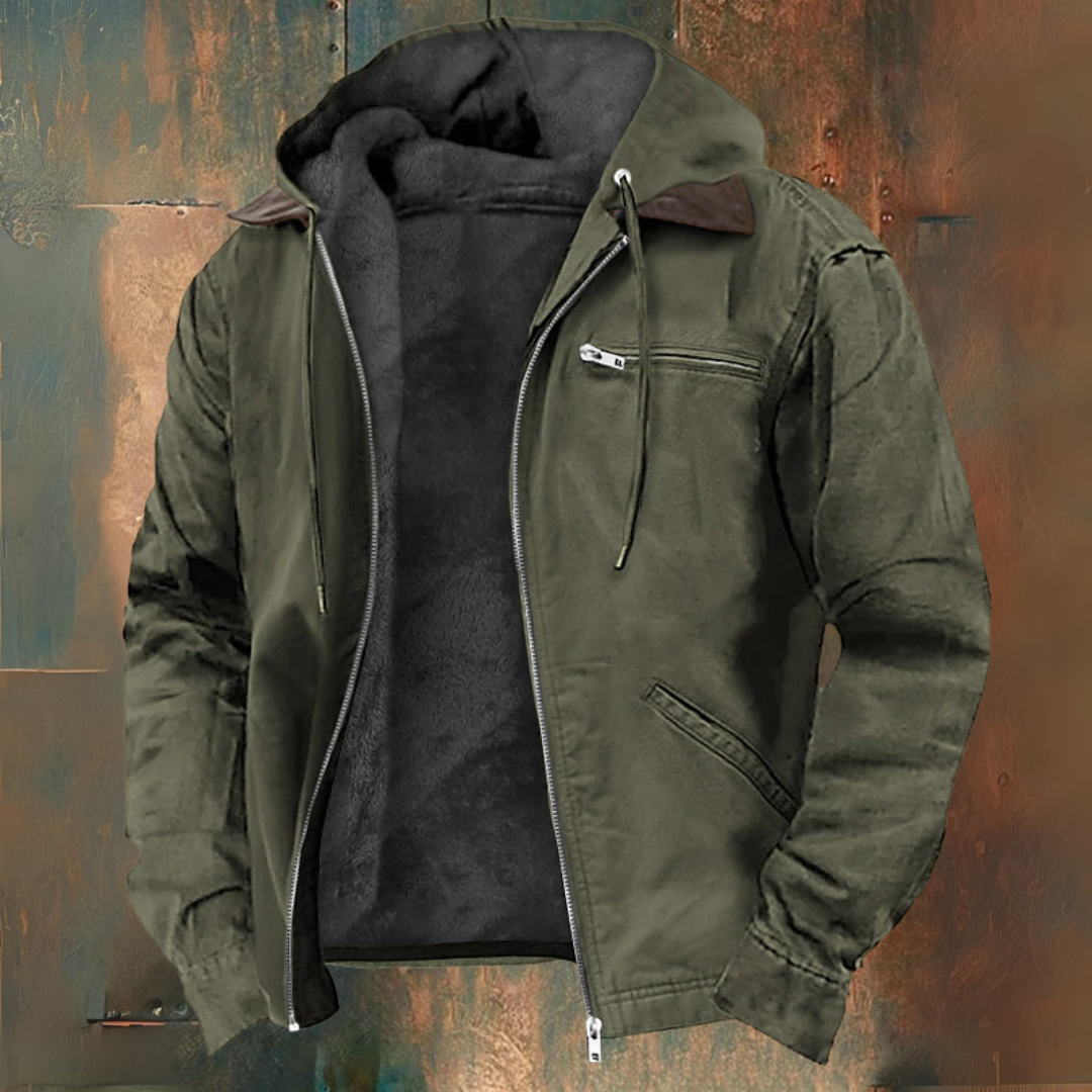 Men’s Hooded Canvas Jacket – Rugged Utility Style