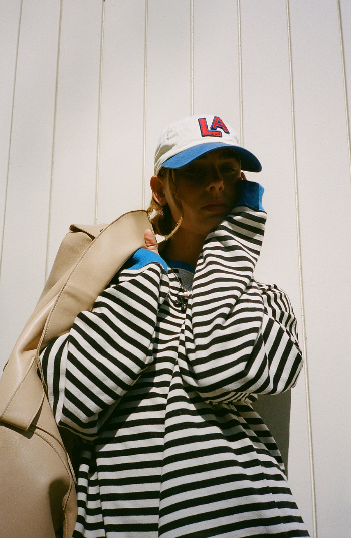 Women's Oversized Striped Sweatshirt – Contrast Trim Relaxed Fit