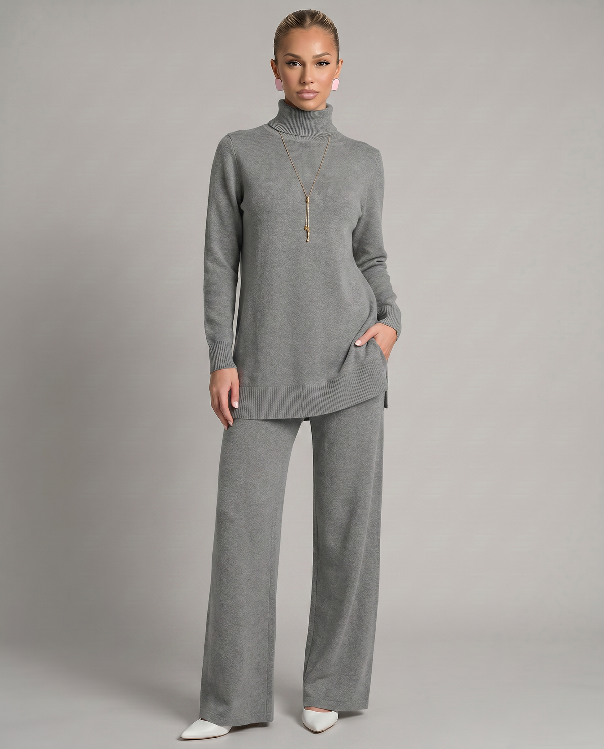 Women's Knit Two-Piece Set Turtleneck