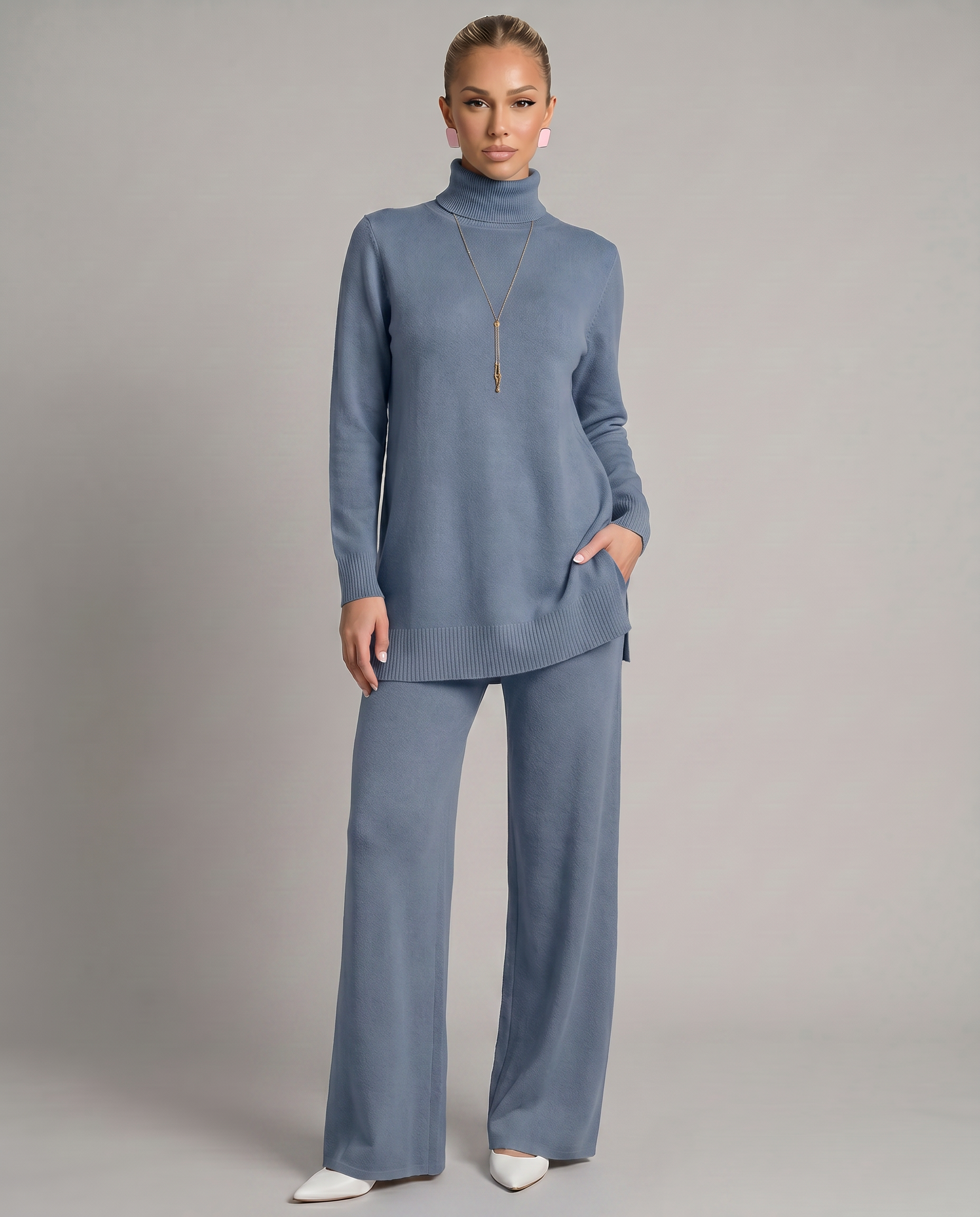 Women's Knit Two-Piece Set Turtleneck