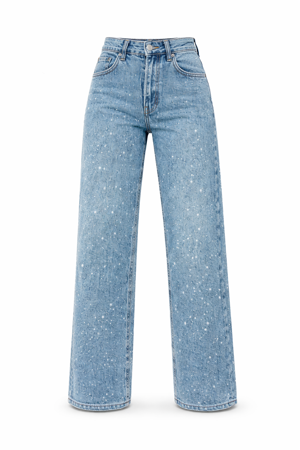 Women's High-Waisted Straight-Leg Jeans - Sparkle Detail