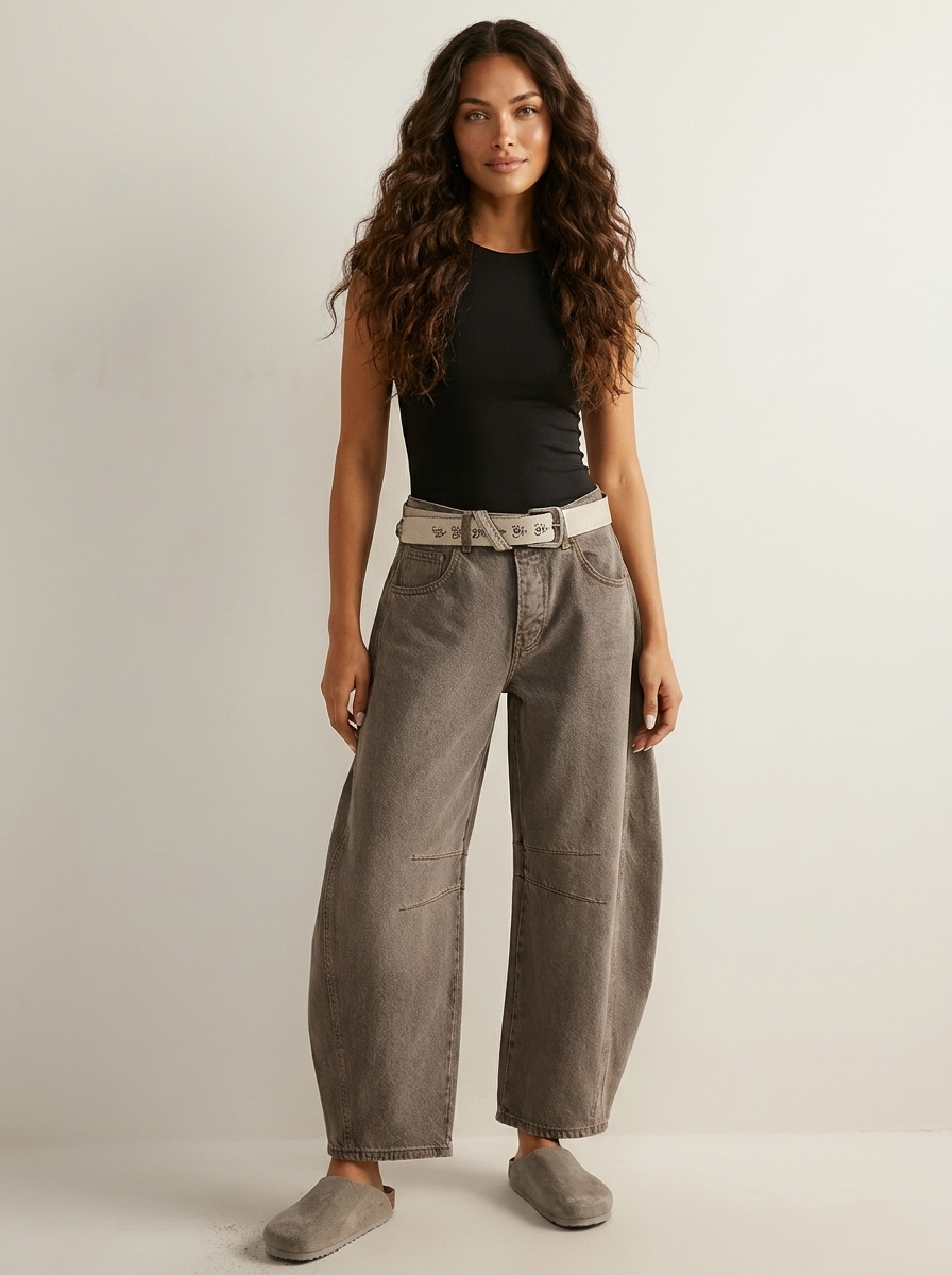 Women's High-Waisted Barrel Jeans - Relaxed Tapered Fit