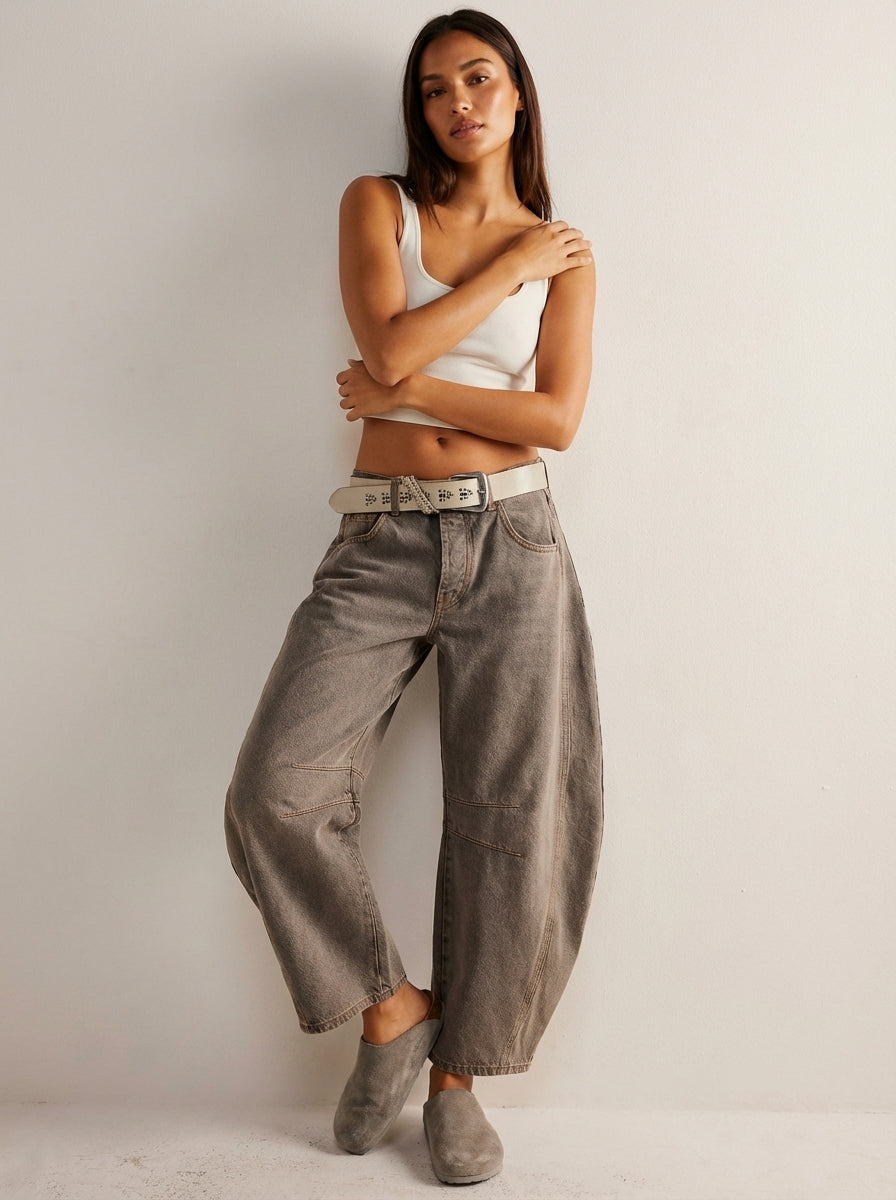 Women's High-Waisted Barrel Jeans - Relaxed Tapered Fit