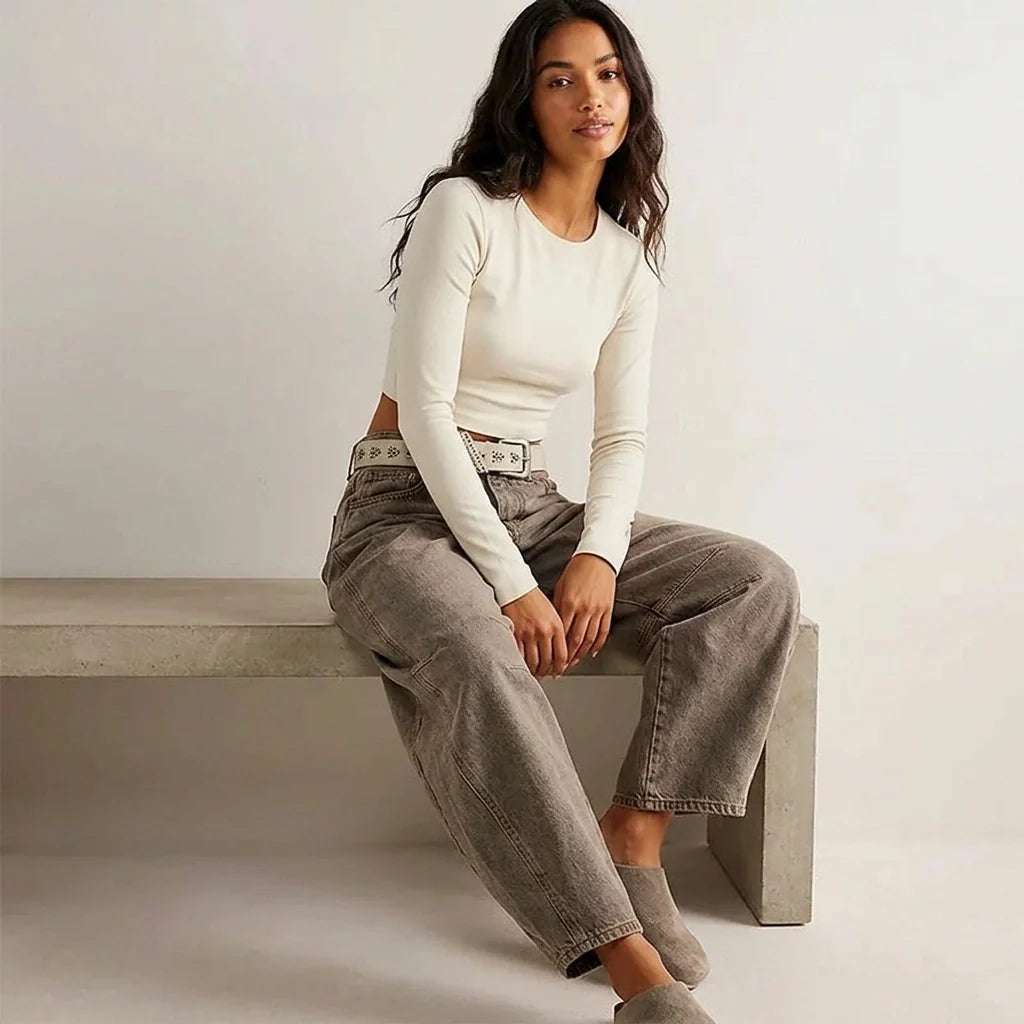 Women's High-Waisted Barrel Jeans - Relaxed Tapered Fit
