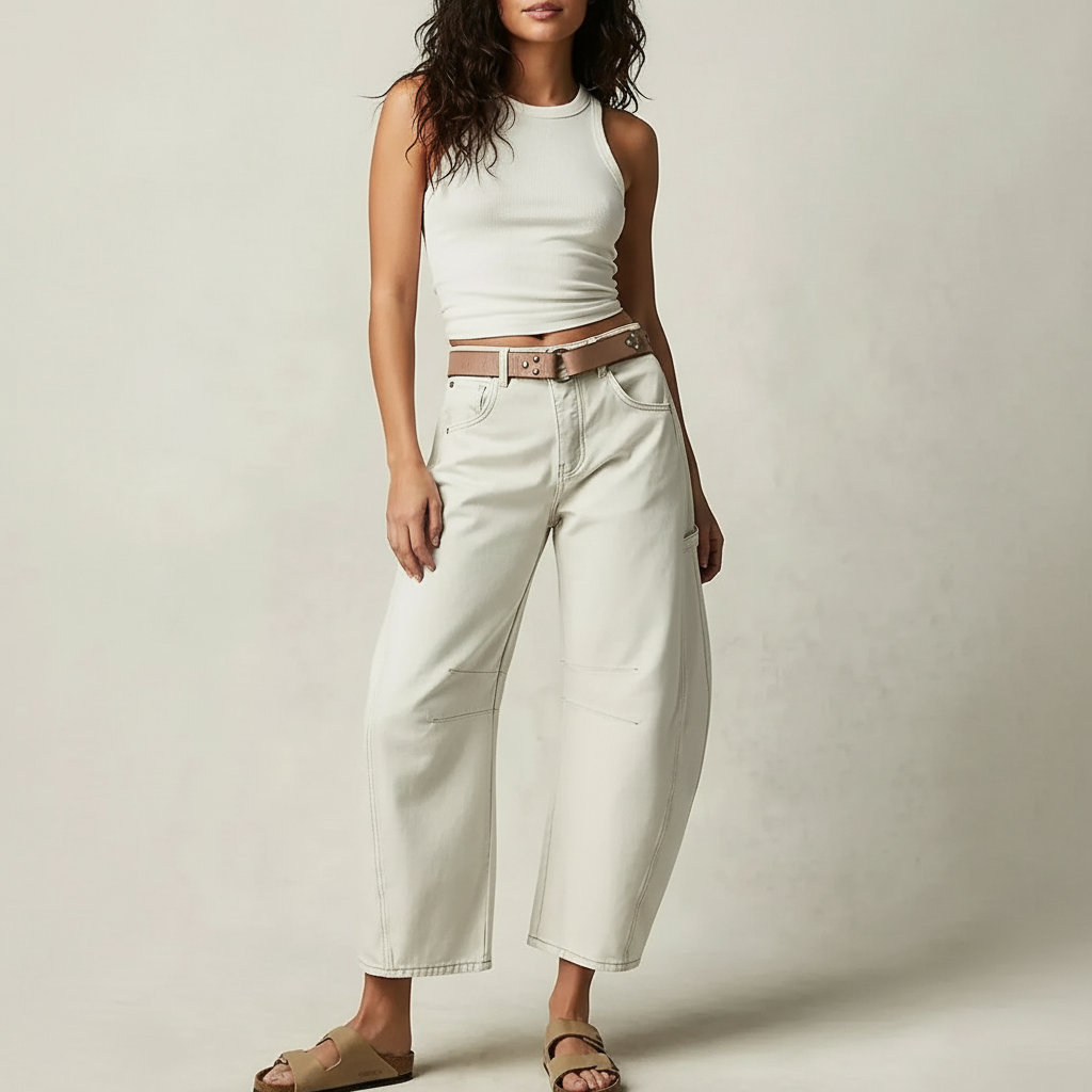 Women's High-Waisted Barrel Jeans - Relaxed Tapered Fit