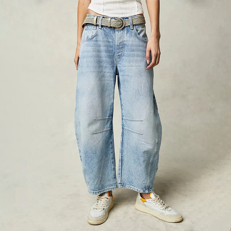Women's High-Waisted Barrel Jeans - Relaxed Tapered Fit