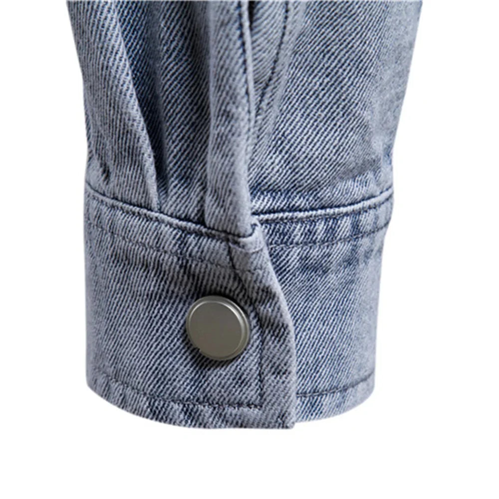 Men's Washed Denim Shirt - Long-Sleeve Button-Down Style