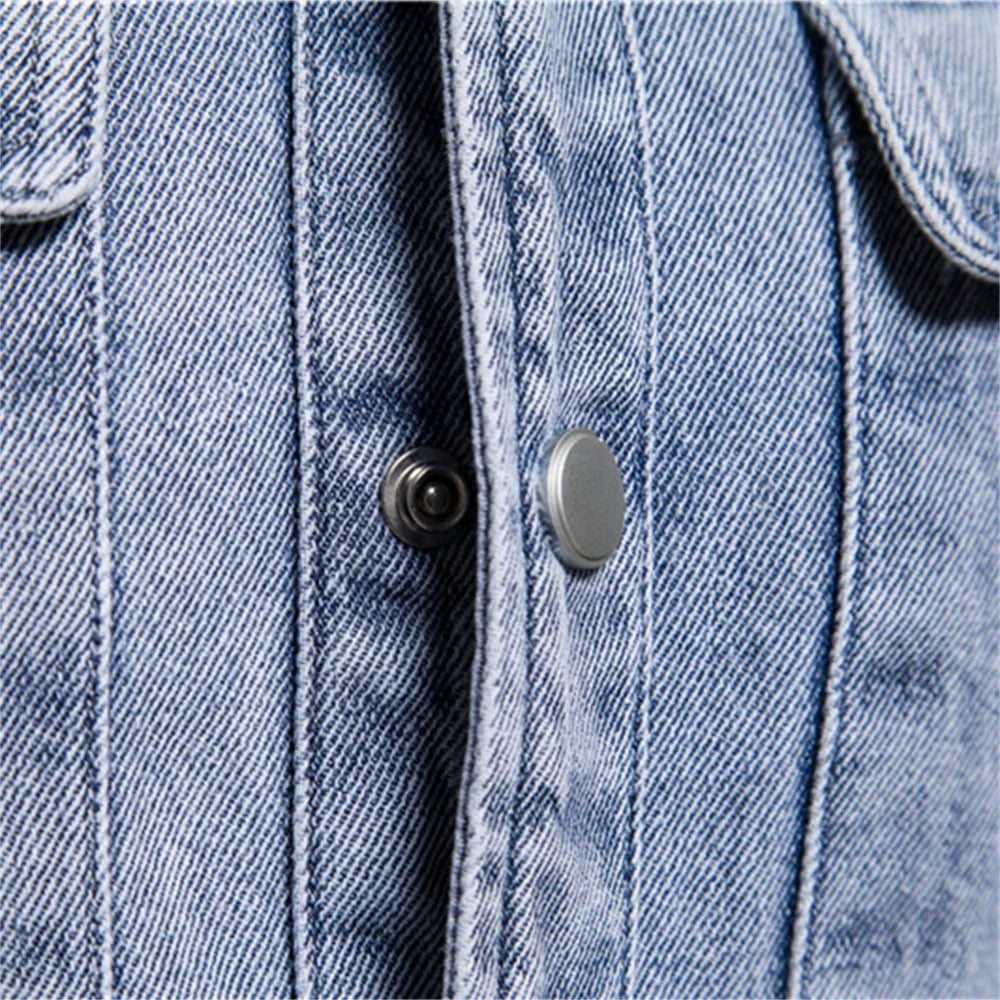Men's Washed Denim Shirt - Long-Sleeve Button-Down Style