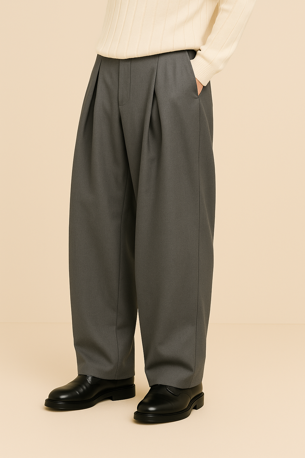 Men's Pleated Trousers – Relaxed Wide Leg Tailored Fit