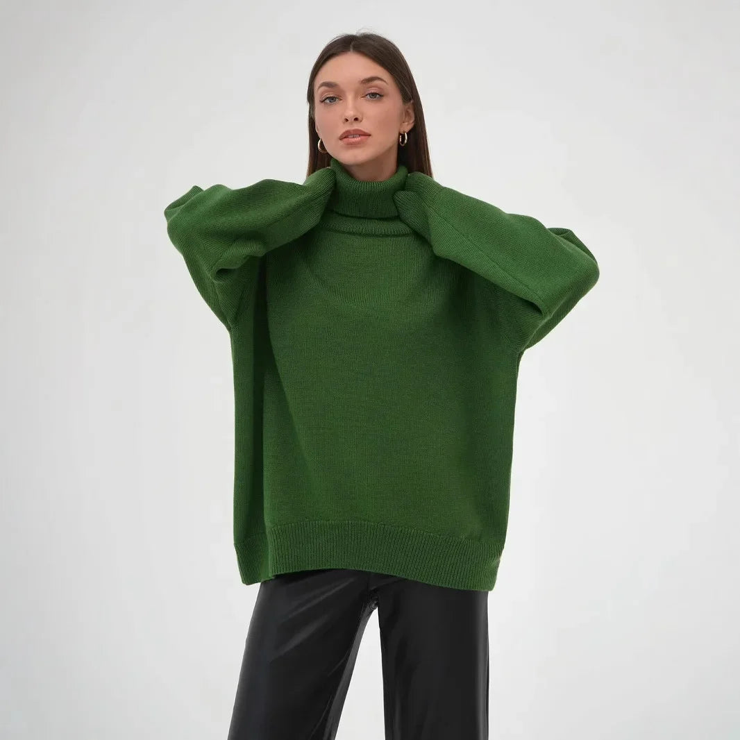 Women's Oversized Turtleneck Jumper - Soft Relaxed Fit