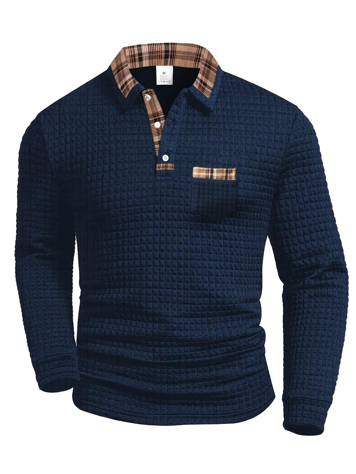 Men's Long Sleeve Polo – Textured Smart Casual Design