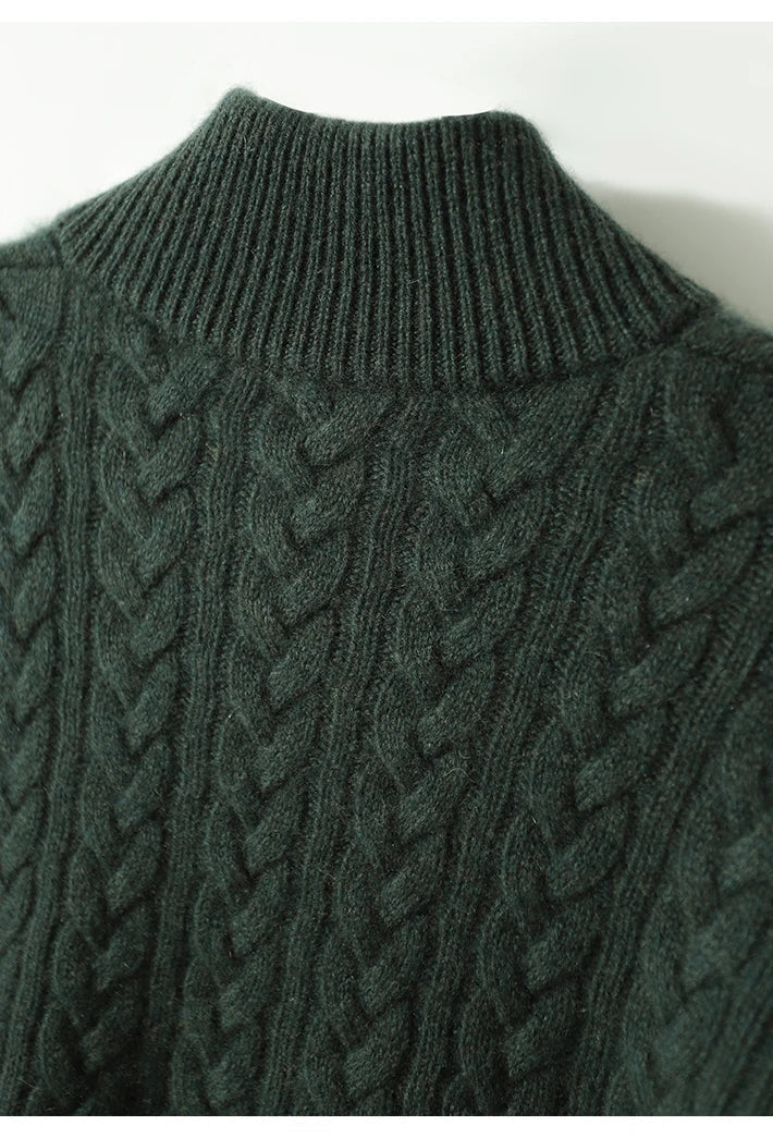 Women's Cable Knit Jumper – Button Neck Regular Fit