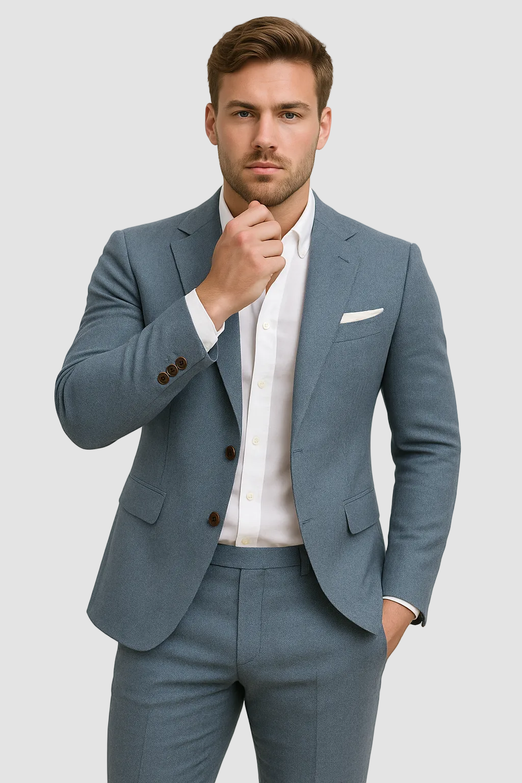 Men's Linen Suit, Slim Fit Blazer and Trousers