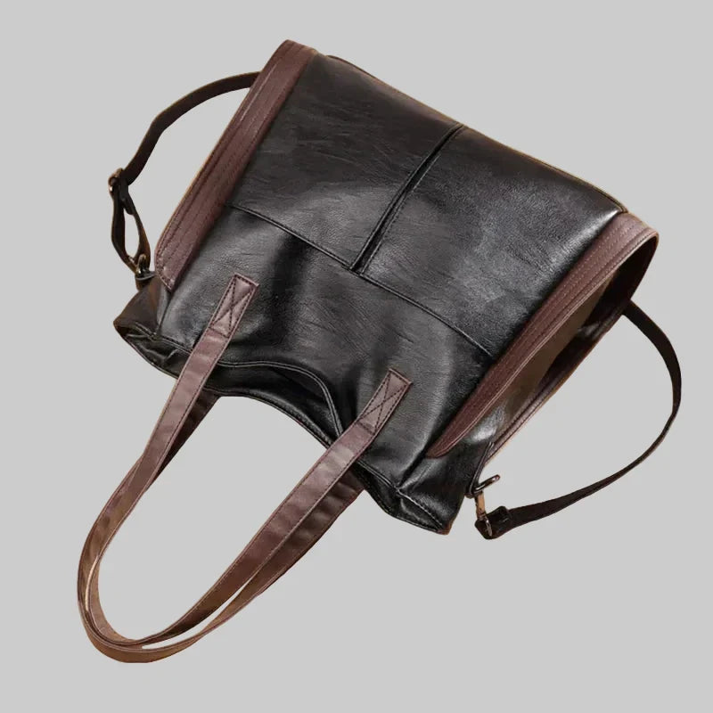 Women's Two-Tone Tote Bag – Detachable Crossbody Strap