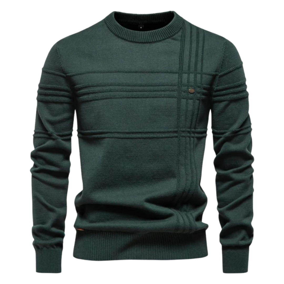 Men's Textured Knit Jumper – High Collar & Slim Fit
