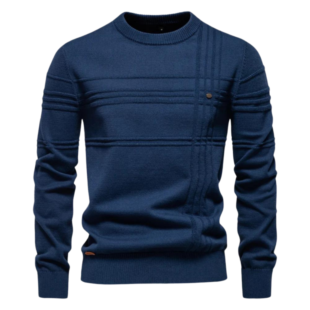 Men's Textured Knit Jumper – High Collar & Slim Fit