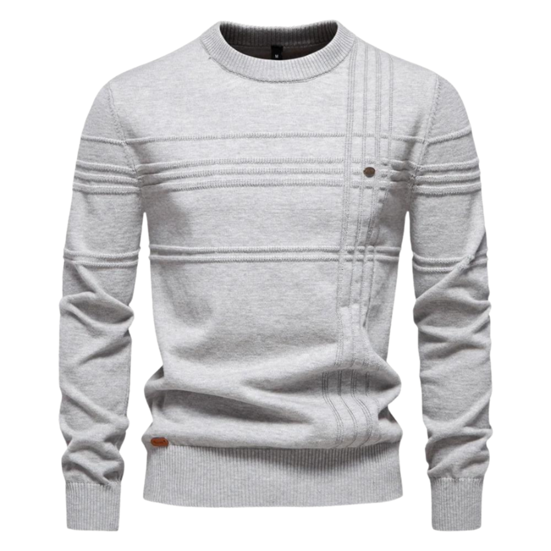 Men's Textured Knit Jumper – High Collar & Slim Fit