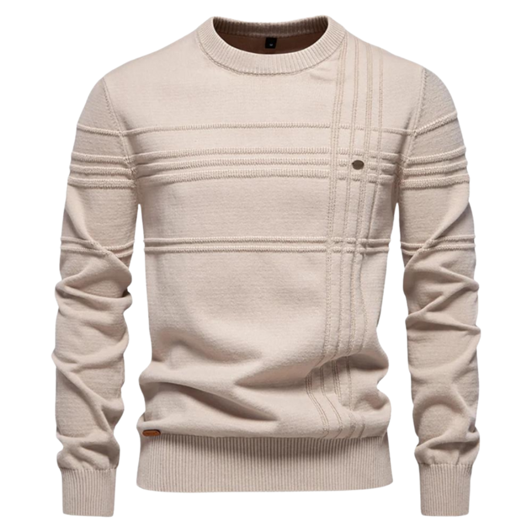 Men's Textured Knit Jumper – High Collar & Slim Fit