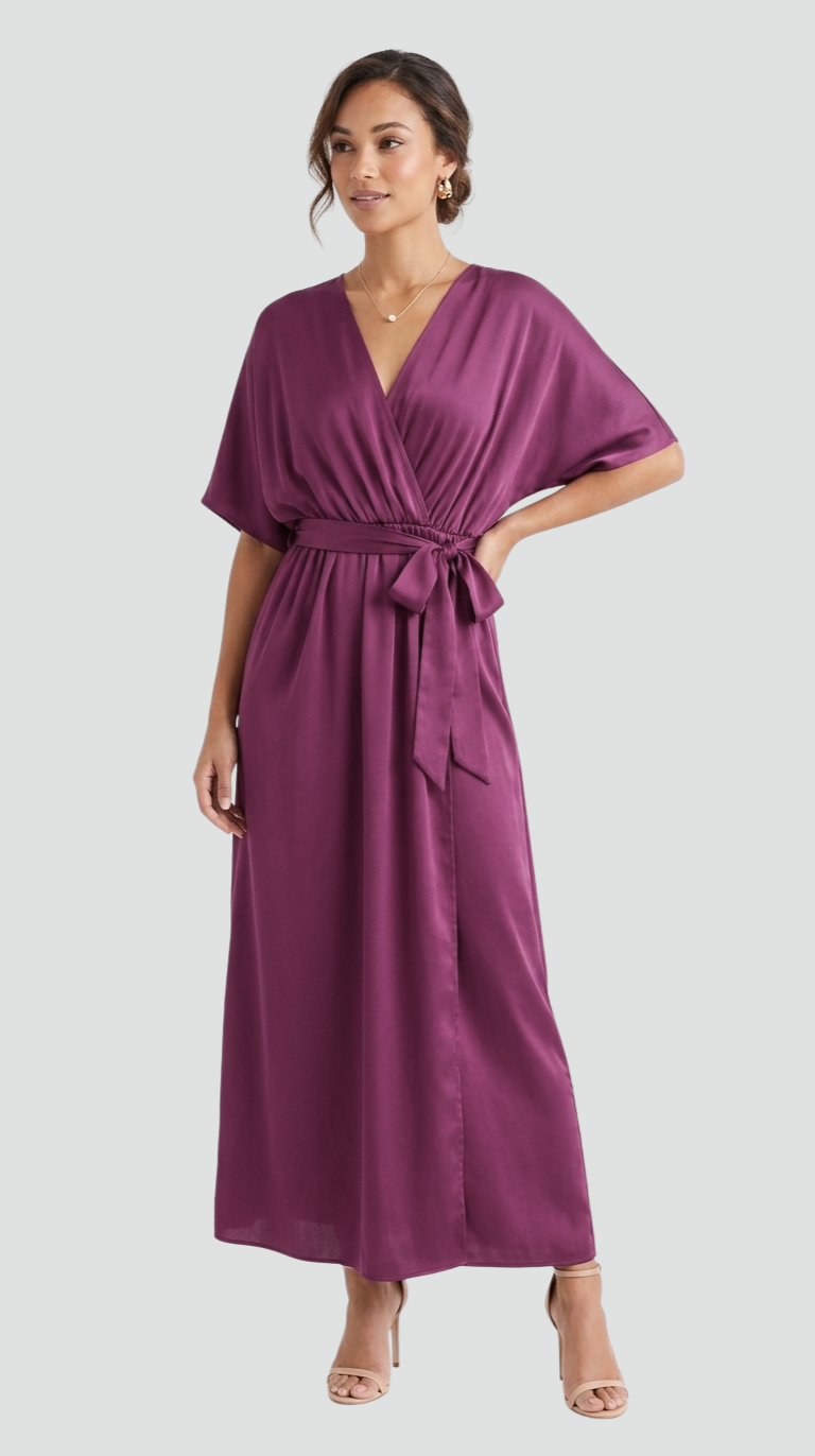 Women's Wrap Midi Dress – Tie Waist Occasion Style