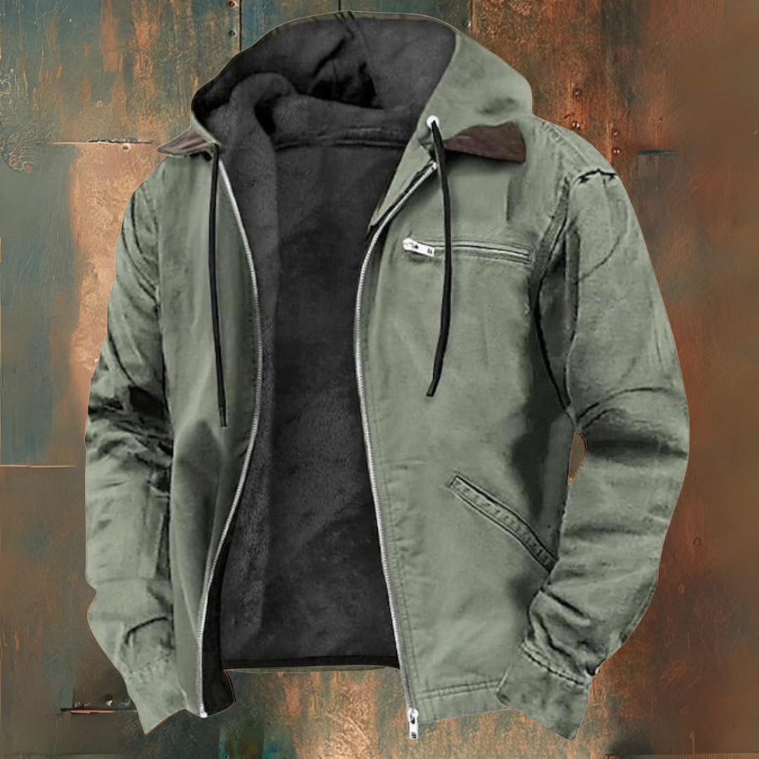 Men’s Hooded Canvas Jacket – Rugged Utility Style