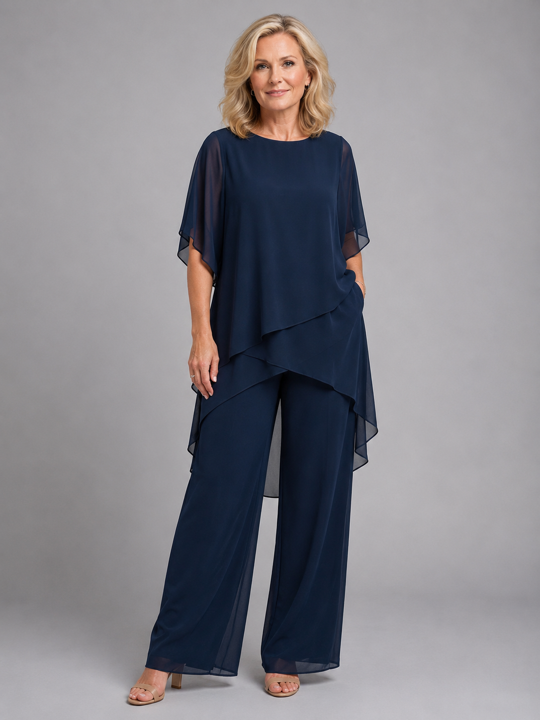 Women's Chiffon Two-Piece Set Wide Leg