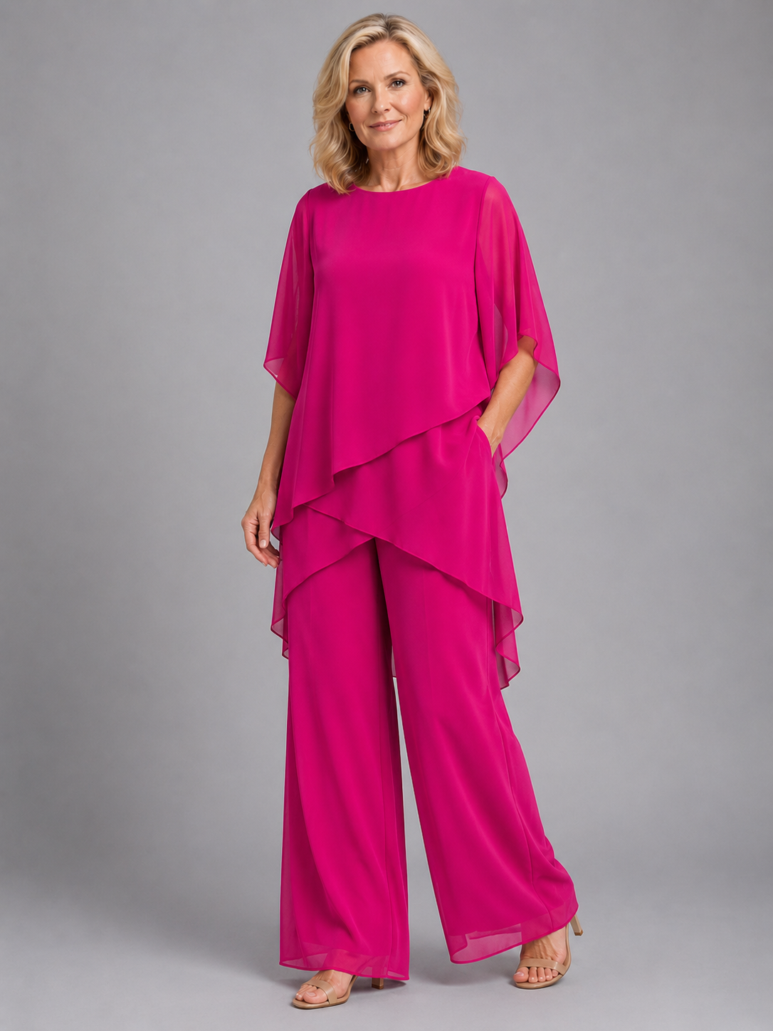 Women's Chiffon Two-Piece Set Wide Leg