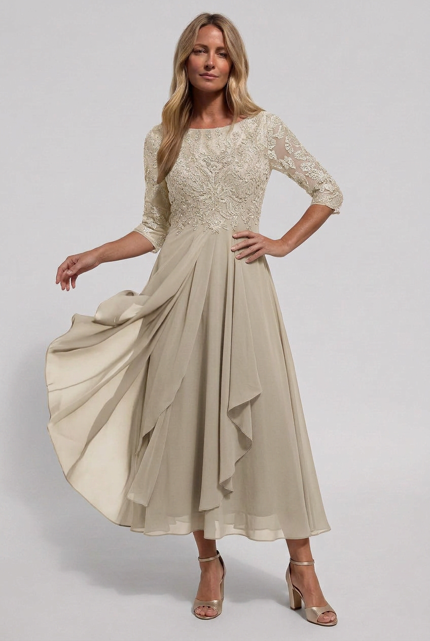 Women's Embroidered Flared Wedding Guest Dress | Midi