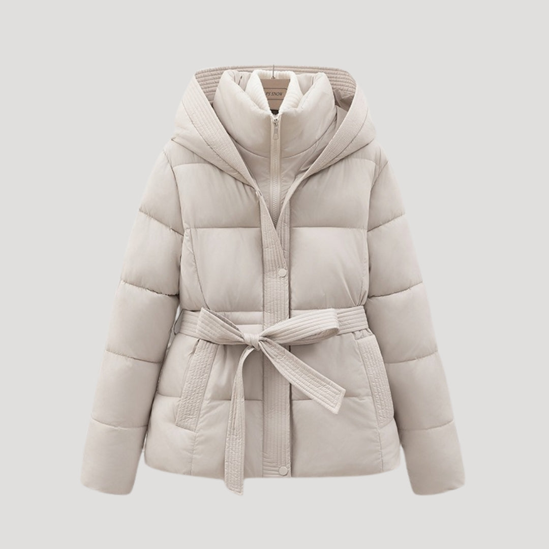 Women's Hooded Puffer Jacket – Belted Winter Coat