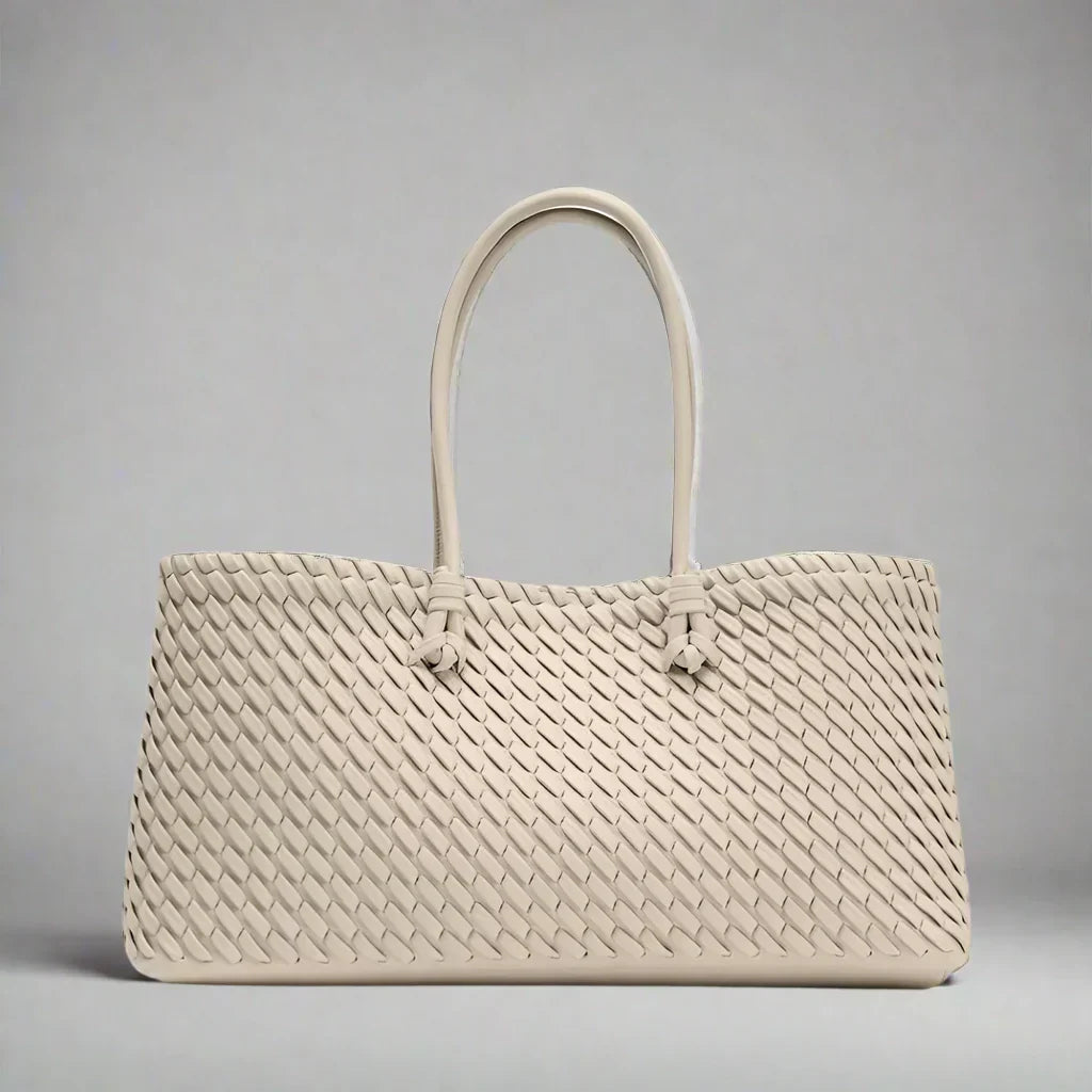 Women's Woven Tote Bag – Large Structured Shoulder Bag