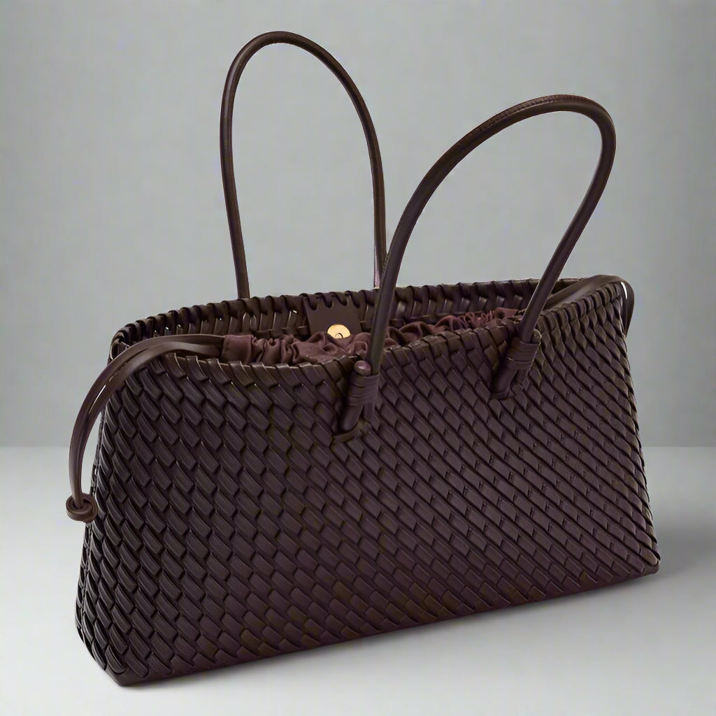 Women's Woven Tote Bag – Large Structured Shoulder Bag