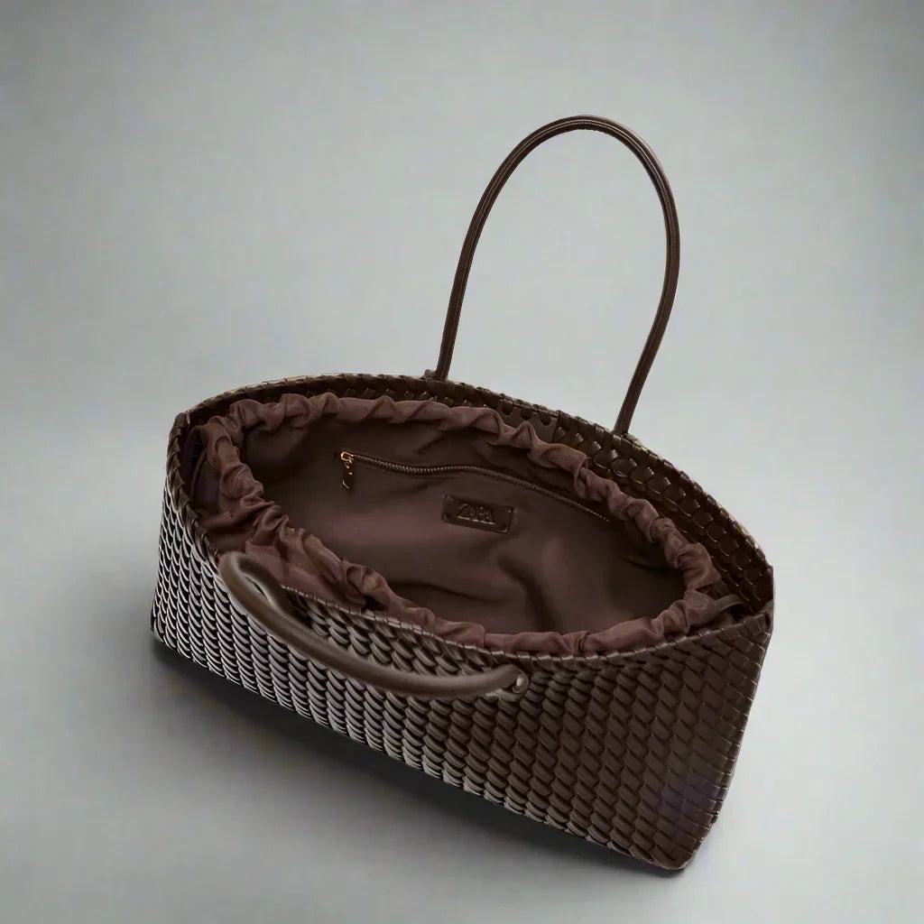 Women's Woven Tote Bag – Large Structured Shoulder Bag