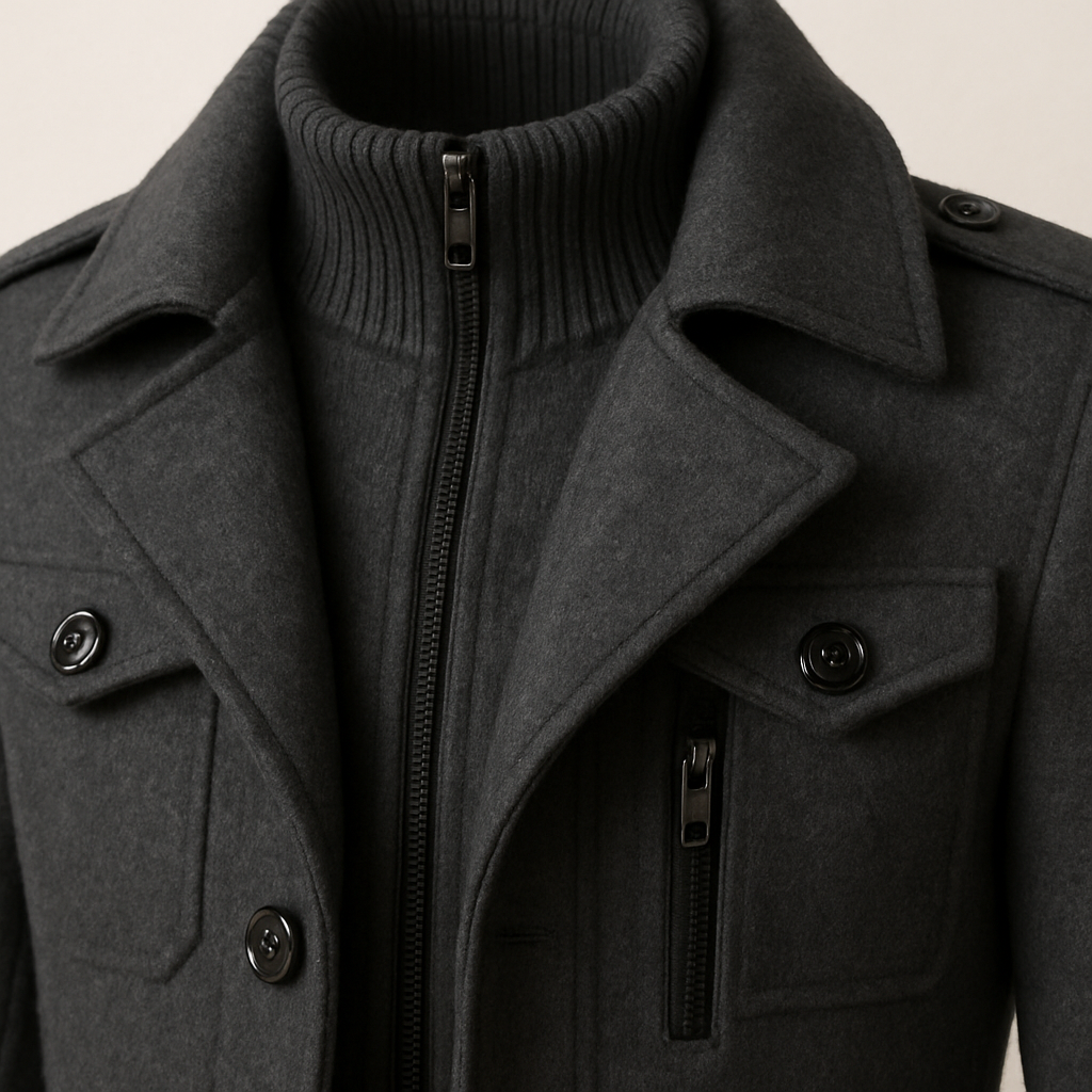 Men's Wool Blend Double-Breasted Overcoat – Long Tailored Winter Coat
