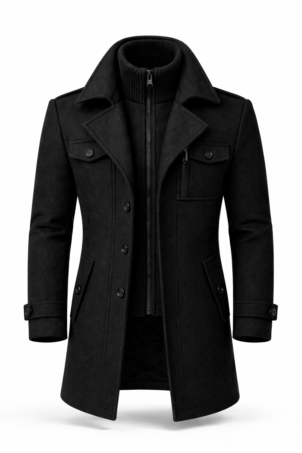 Men's Wool Blend Double-Breasted Overcoat – Long Tailored Winter Coat