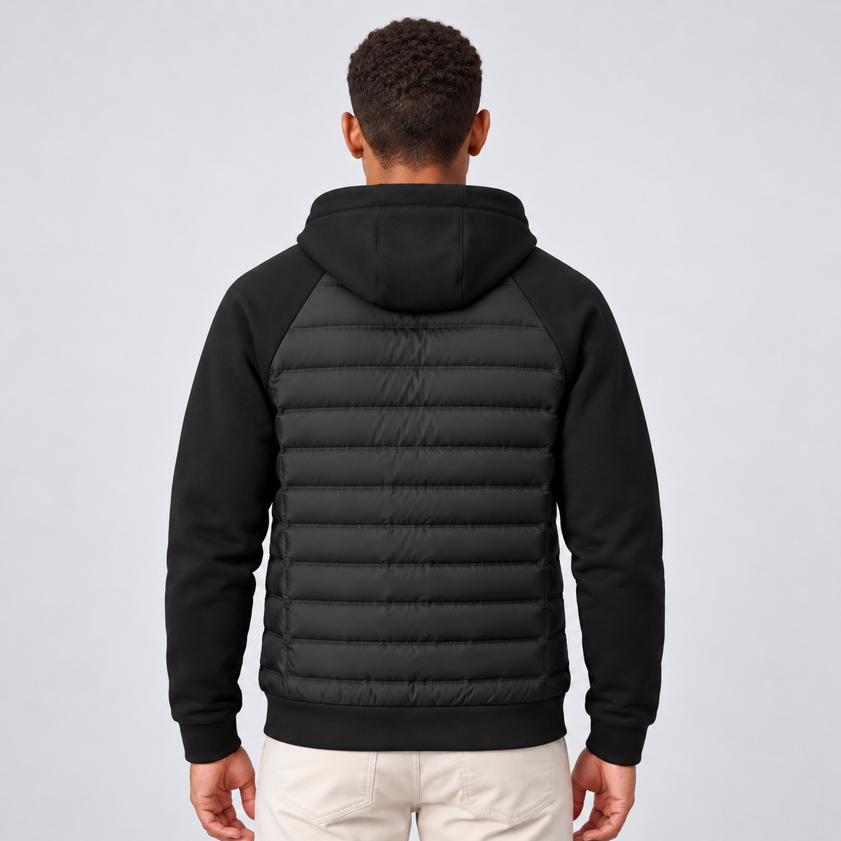Men's Hooded Quilted Jacket – Padded Hybrid Style