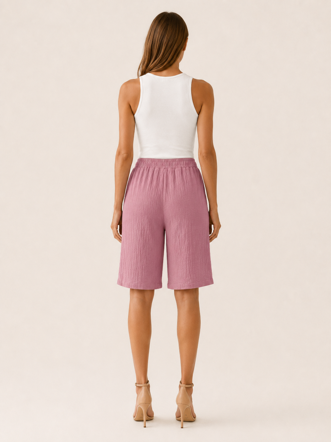 Cotton Shorts with Drawstring Waist Wide Leg Fit