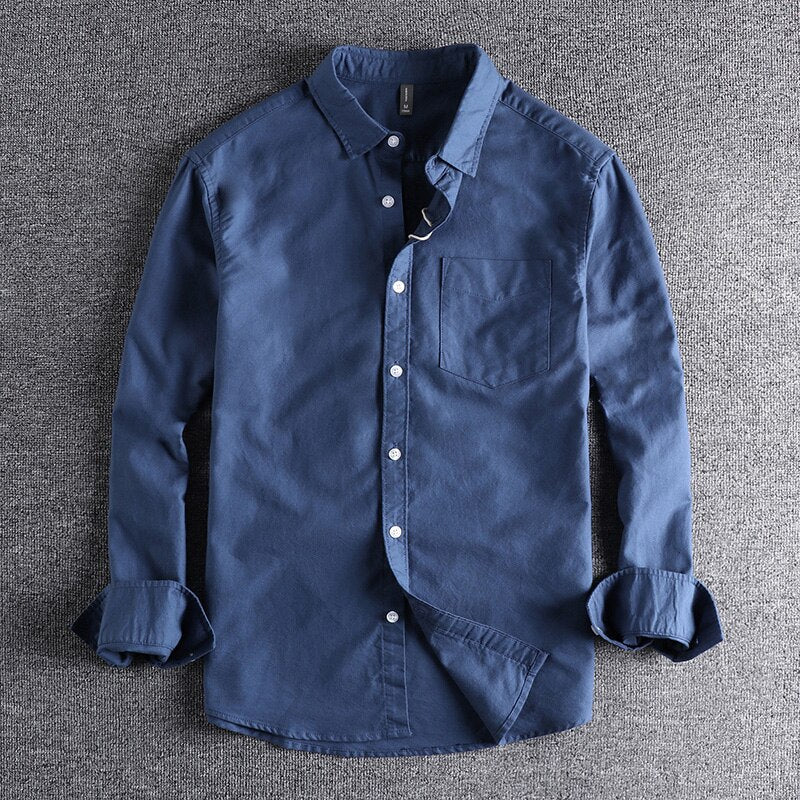 Men's Premium Cotton Long Sleeve Shirt – Classic Collar Design