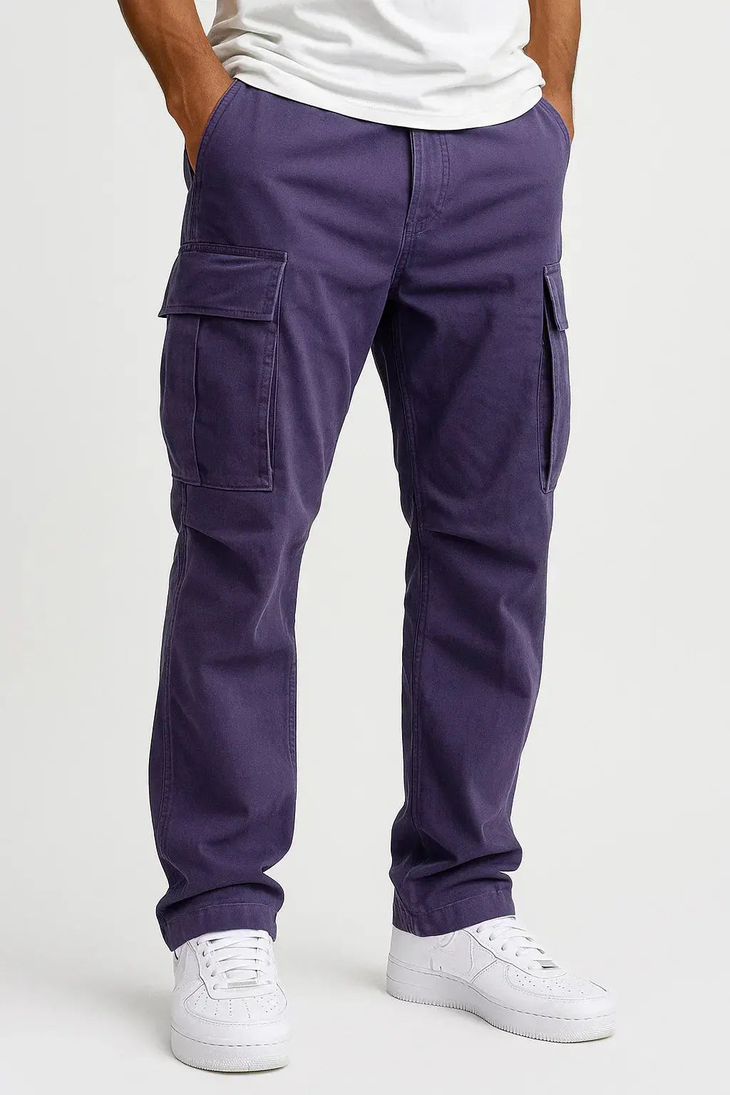 Men's Overalls Loose Fit Tactical Pants with Elastic Waist