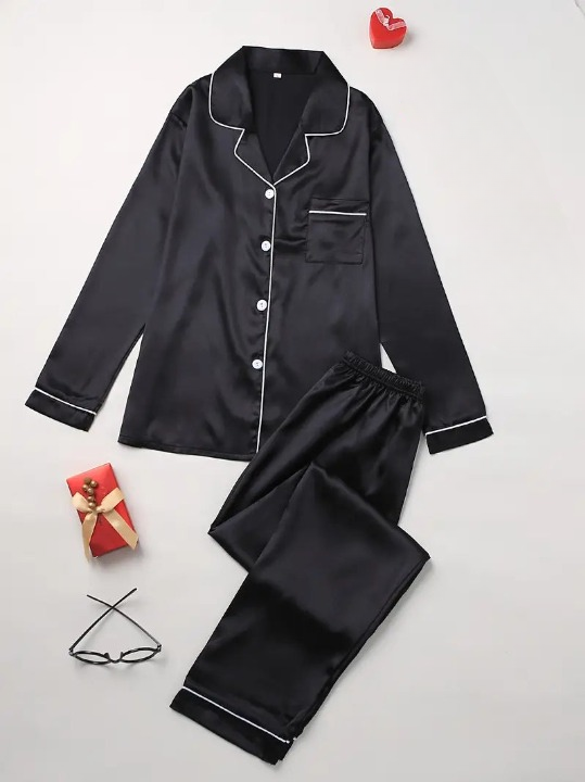 Luxurious Silk Two-Piece Sleepwear Set - Casual Comfort