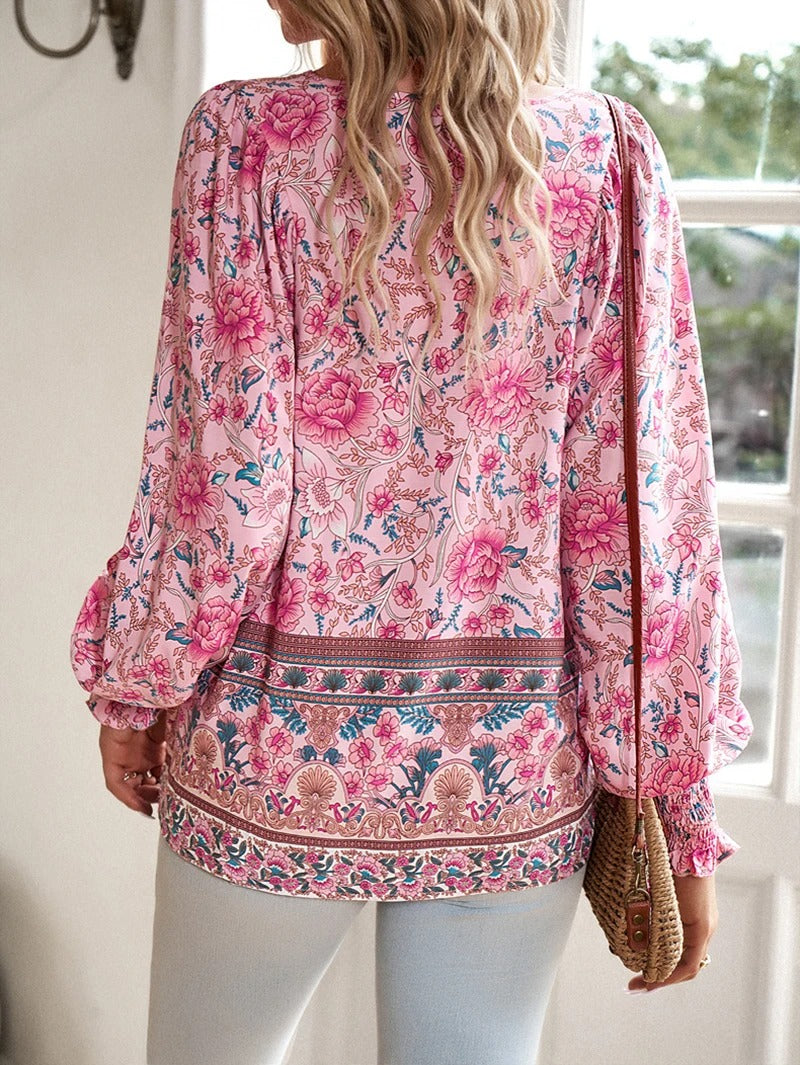 Women’s Floral Long Sleeve Boho Blouse