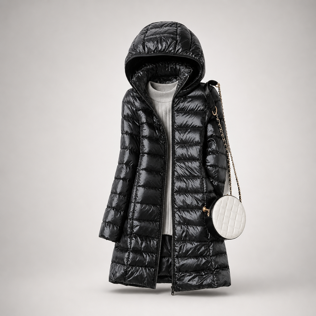 Women's Lightweight Longline Puffer Jacket – Hooded Autumn Coat